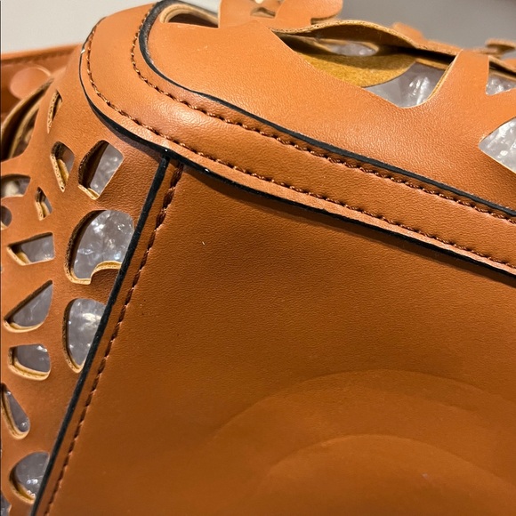 Brown Laser Cut Cutout Handbag Crossbody - Picture 10 of 11